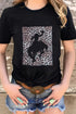 Black Leopard Hollowed Cowboy Graphic T-shirt